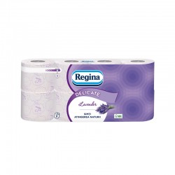 Regina Тоалетна хартия Лавандула, целулоза, трипластова, 135 къса, 8 броя - Продукти за баня и WC