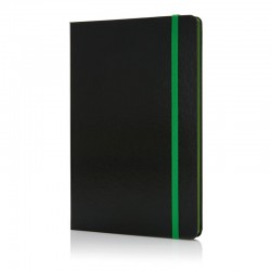 XD Тефтер Deluxe, А5, 80 листа, офсетова хартия, със зелен ластик, черен - XINDAO - XD