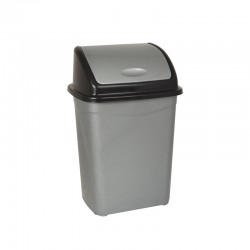 Planet Кош за отпадъци, с люлеещ капак, пластмасов, 16 L, сив - Кухненски аксесоари и прибори