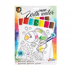 Grafix Комплект за рисуване с вода, с 10 листа и 2 четки - Декорация