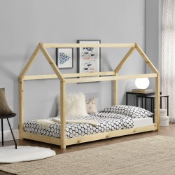 Детско легло, Натурален бор,с форма на къщичка - Мебели за детска стая