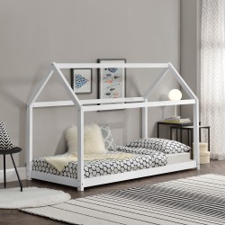 Детско легло дизайн Къщичка, 70 х 140 см., Бяло, матирано покритие - Мебели за детска стая