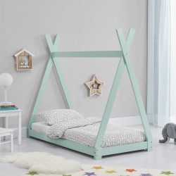 Детско легло, индианска шатра, чам, мента,140x70cm - Мебели за детска стая