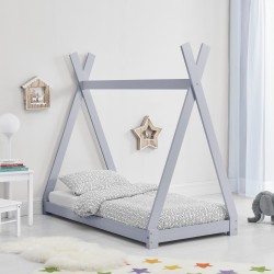 Детско легло, индианска шатра, чам, сиво,160x80cm - Мебели за детска стая