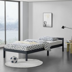 Wooden Bed Nakkila 90x200 cm Double Bed with Headboard Dark Grey - Sonata G