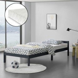 Wooden Bed Nakkila 90x200 cm with Cold Foam Mattress Dark Grey - Sonata G