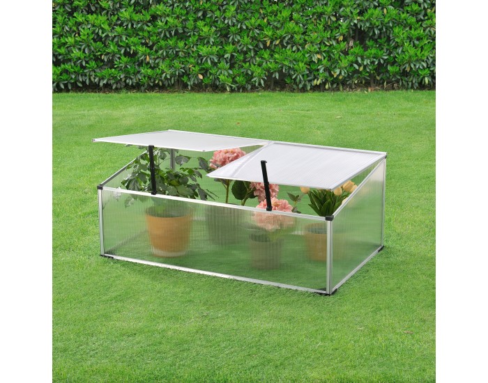 Cold Frame with Divided Roof 100x60x40 cm Aluminium Polycarbonate