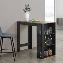 Bar counter Danderyd 120x60x106 cm with 3 shelves Black/Wood - Столове