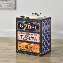 Скрин United States с 3 чекмеджета, 50 x 40 x 30 cm, индустриален дизайн, еко кожа,MDF, многоцветен - Скринове