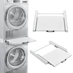 Междинна рамка за перална машина и сушилня с рафт, 60 x 54 cm, бяла, синтерована стомана - Техника и Отопление