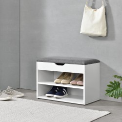 Пейка за обувки Gentofte, размери  60x30x46см с 3 рафта за 4 чифта обувки, цвят  бяло/сиво - Шкафове за обувки
