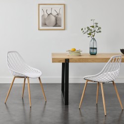 [Комплект от 2 дизайнерски трапезни стола  Пластмаса, Бял, 83x48x58 cm - Sonata G
