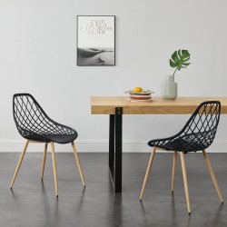 [Комплект от 2 дизайнерски трапезни стола  Пластмаса, Черен, 83x48x58 cm - Sonata G