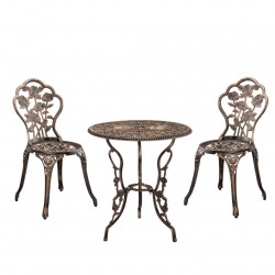 ГрадинскиКомплект маса с 2 стола , дизайн shabby chic Ø 60cm x 67 cm, ковано желязо, Бронз - Градински комплекти