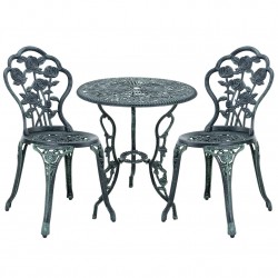 ГрадинскиКомплект маса с 2 стола , дизайн shabby chic Ø 60cm x 67 cm, ковано желязо, Зелен - Градински комплекти
