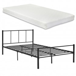 Метално легло с матрак от студена пяна Черно, 120х200 - Легла