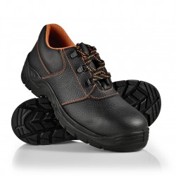 Работни обувки 46 S3, водоустойчиви, стоманени подложки, Черни/ Оранжеви, ниски - Предпазни облекла