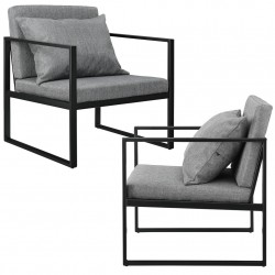 2 бр. Дизайнерски фотьойл 70 x 60 см с допълнителна възглавница - Тъмносив - Мека мебел