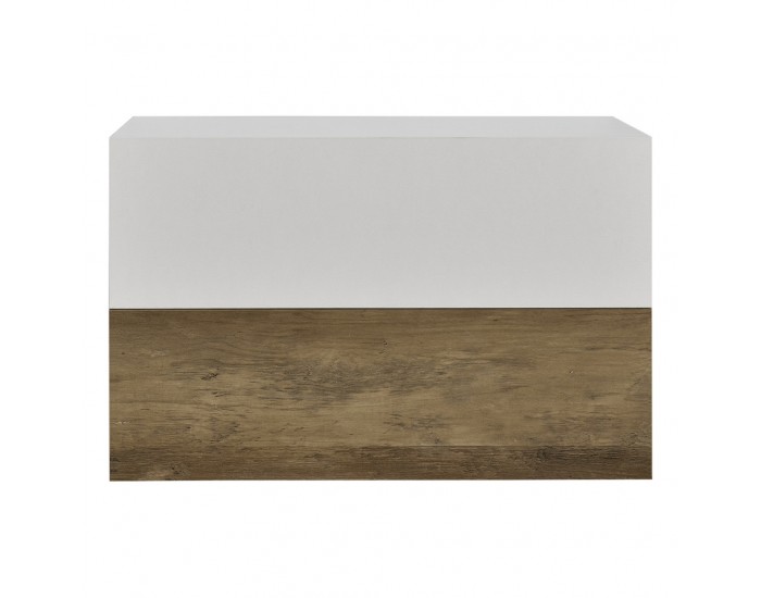 2 броя нощни шкафчета за стенен монтаж с едно чекмедже Дърво/Бял мат, 46x30x15cm -