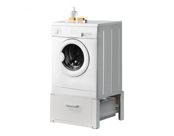 Платформа за перална машина 63 x 54 x 31 cm, до 150 kg, Стомана, Бяла -