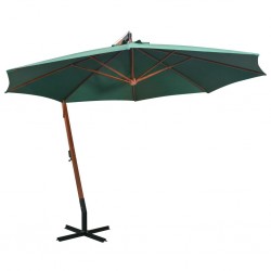 Sonata Висящ чадър за слънце, 350 см, дървен прът, зелен - Сенници и Чадъри