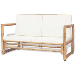 Sonata 2-местен градински диван с възглавници, бамбук - Градински Дивани и Пейки