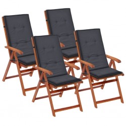 Sonata Възглавници за градински столове, 4 бр, антрацит, 120x50х3 см - Възглавници