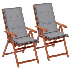 Sonata Възглавници за градински столове, 2 бр, сиви, 120x50х3 см - Възглавници