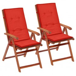 Sonata Възглавници за градински столове, 2 бр, червени, 120x50х3 см - Възглавници