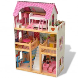 Sonata 3-етажна къща за кукли, 60 x 30 x 90 см, дърво - Сравняване на продукти