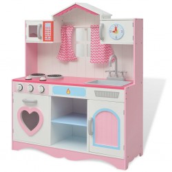 Sonata Детска играчка - Кухня, дърво, 82x30x100 см, розово и бяло - Детски играчки