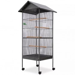 Sonata Клетка за птици с покрив, стомана, черна, 66x66x155 cм - Домашни любимци