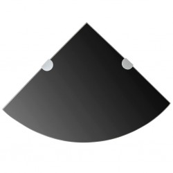 Sonata Ъглов рафт от черно стъкло с държачи в цвят хром, 25x25 см - Sonata H