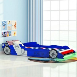 Sonata Детско легло “състезателна кола“, LED лента, 90x200 cм, синьо - Мебели за детска стая