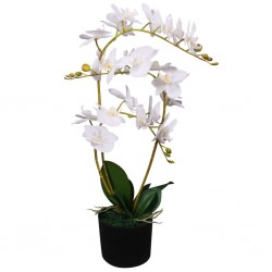 Sonata Изкуствено растение орхидея със саксия, 65 см, бяло - Изкуствени цветя