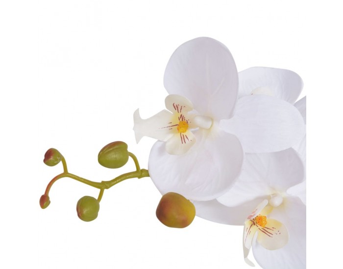 Sonata Изкуствено растение орхидея със саксия, 65 см, бяло -