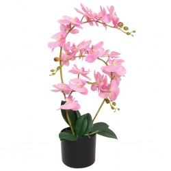 Sonata Изкуствено растение орхидея със саксия, 65 см, розова - Изкуствени цветя