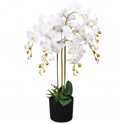 Sonata Изкуствено растение орхидея със саксия, 75 см, бяло - Изкуствени цветя