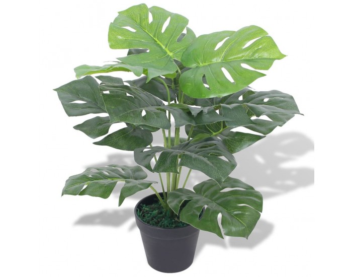 Sonata Изкуствено растение монстера със саксия, 45 см, зелено -
