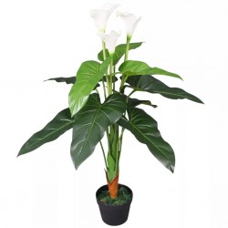 Sonata Изкуствено растение кала със саксия, 85 см, бяло - Изкуствени цветя