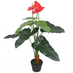 Sonata Изкуствено растение антуриум със саксия, 90 см, червено и жълто - Сравняване на продукти