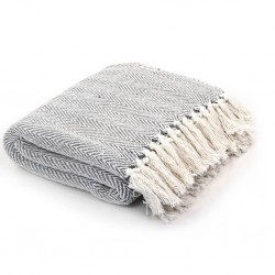 Sonata Декоративно одеяло, памук, рибена кост, 125x150 см, сиво - Спално бельо