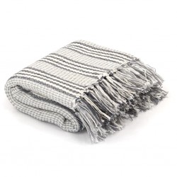 Sonata Декоративно одеяло, памук, ивици, 220x250 см, сиво и бяло - Спално бельо