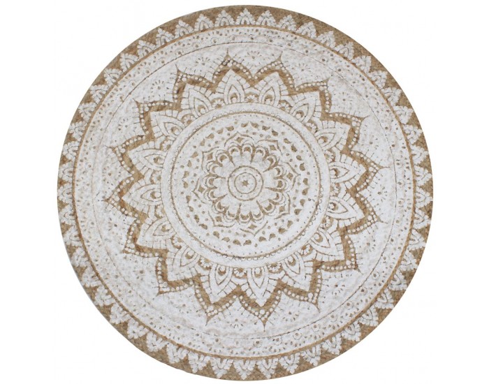 Sonata Плетен килим от юта с принт, 90 см, кръгъл -