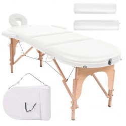 Sonata Сгъваема масажна маса, 10 см пълнеж, 2 овални болстера, бяла - Обзавеждане на Бизнес обекти
