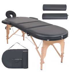 Sonata Сгъваема масажна маса, 10 см пълнеж, 2 овални болстера, черна - Обзавеждане на Бизнес обекти
