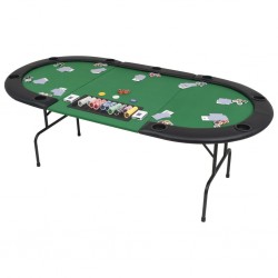 Sonata Сгъваема покер маса за 9 играчи, овална, зелена - Спортни Игри