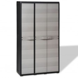 Sonata Градински шкаф за съхранение с 4 рафта, черно и сиво - Аксесоари за градина