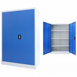 Sonata Метален офис шкаф, 90x40x140 см, сиво и синьо - Мебели от метал