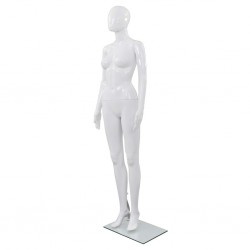 Sonata Женски манекен в цял ръст, стъклена основа, бял гланц, 175 см - Обзавеждане на Бизнес обекти